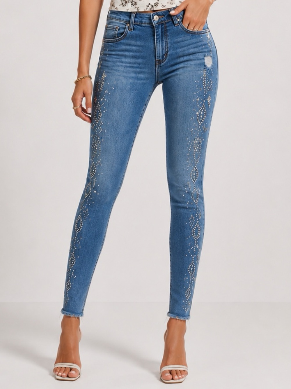 Golden Point Stretch Jeans – Size XS – Made in Italy – Shiny Finish